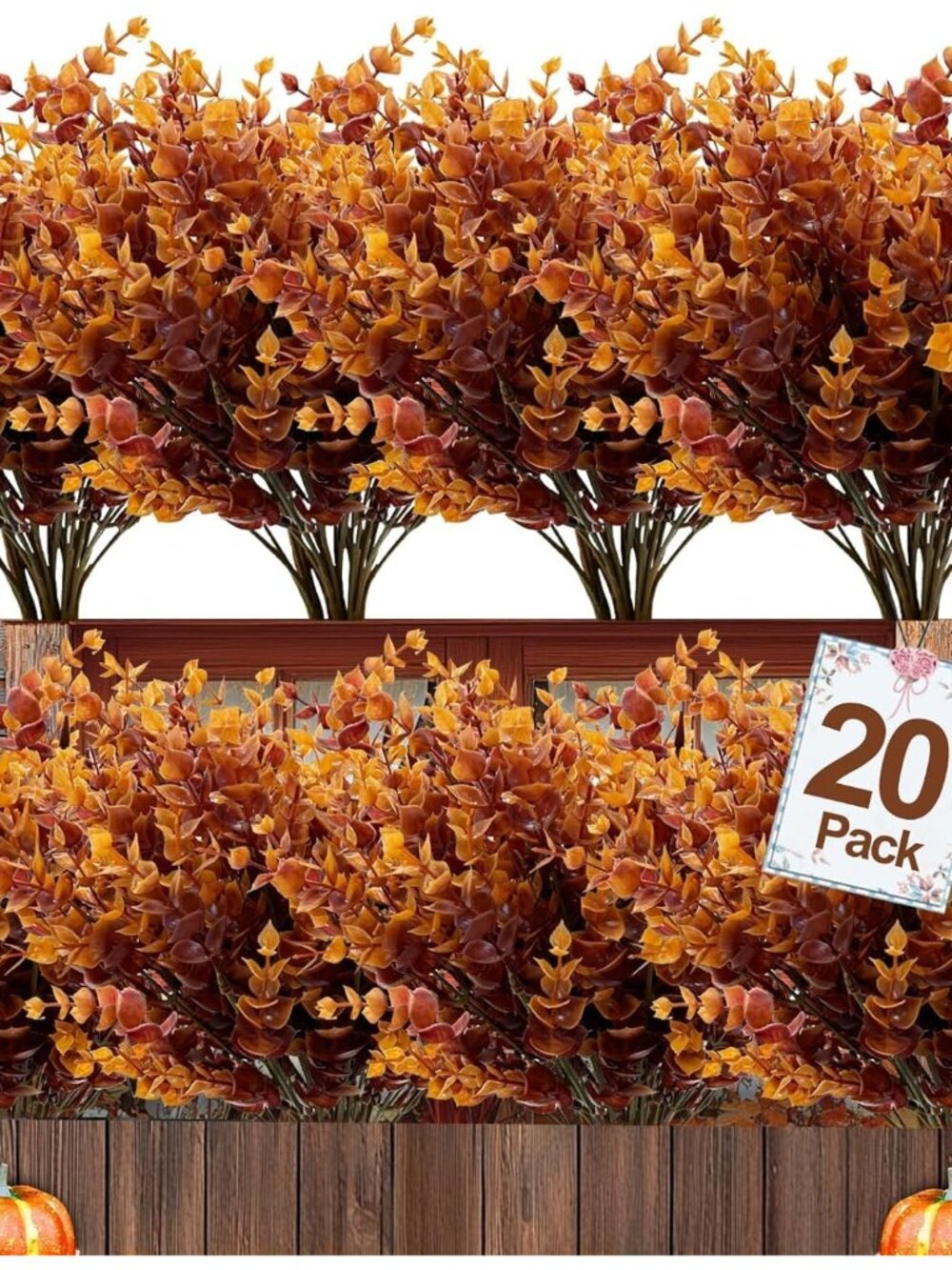 20 Bundles Artificial Fall Flowers for Outdoors Fall Decorations for Home
